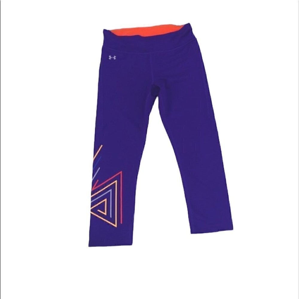Under Armour Cropped Purple and Neon Leggings Medium
